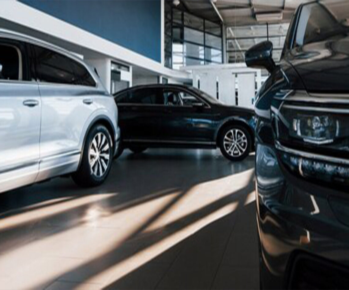 cars in a showroom